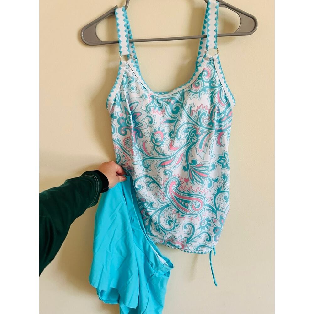 Womens Teal and Pink Tankini